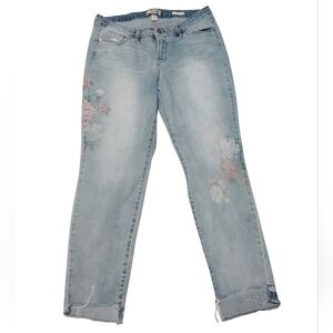 Vintage America Blues Jeans Faded Wash Floral Boho Capri Size 12X31 Womens